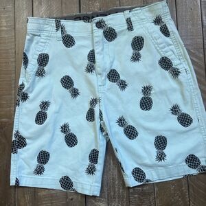 Mens Denali Performance Shorts Stretch Size 32 Light Green w Pineapple Quick Dry